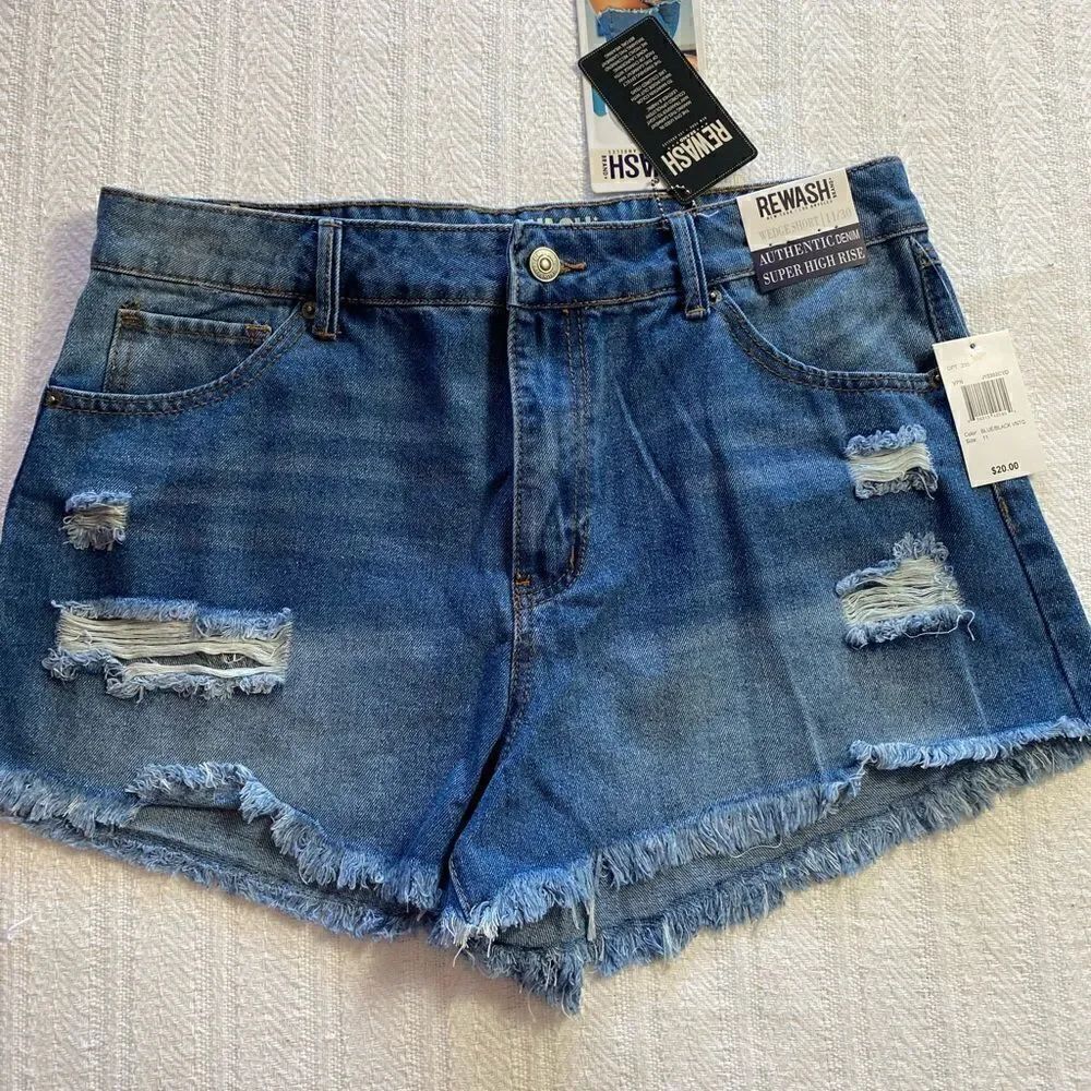 REWASH junior Size 11/30 Super High Rise Wedge Shorts